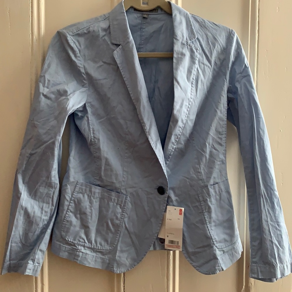 Baby blue cotton spring blazer